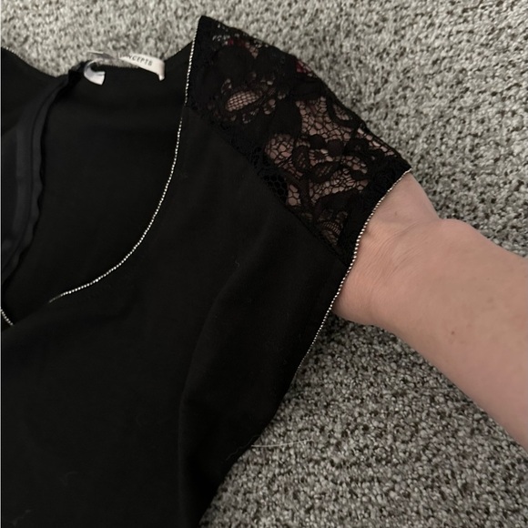 COLLECTIVE CONCEPTS Size S Black Little Black Dress Lace Zipper Trim Accents - Picture 8 of 13